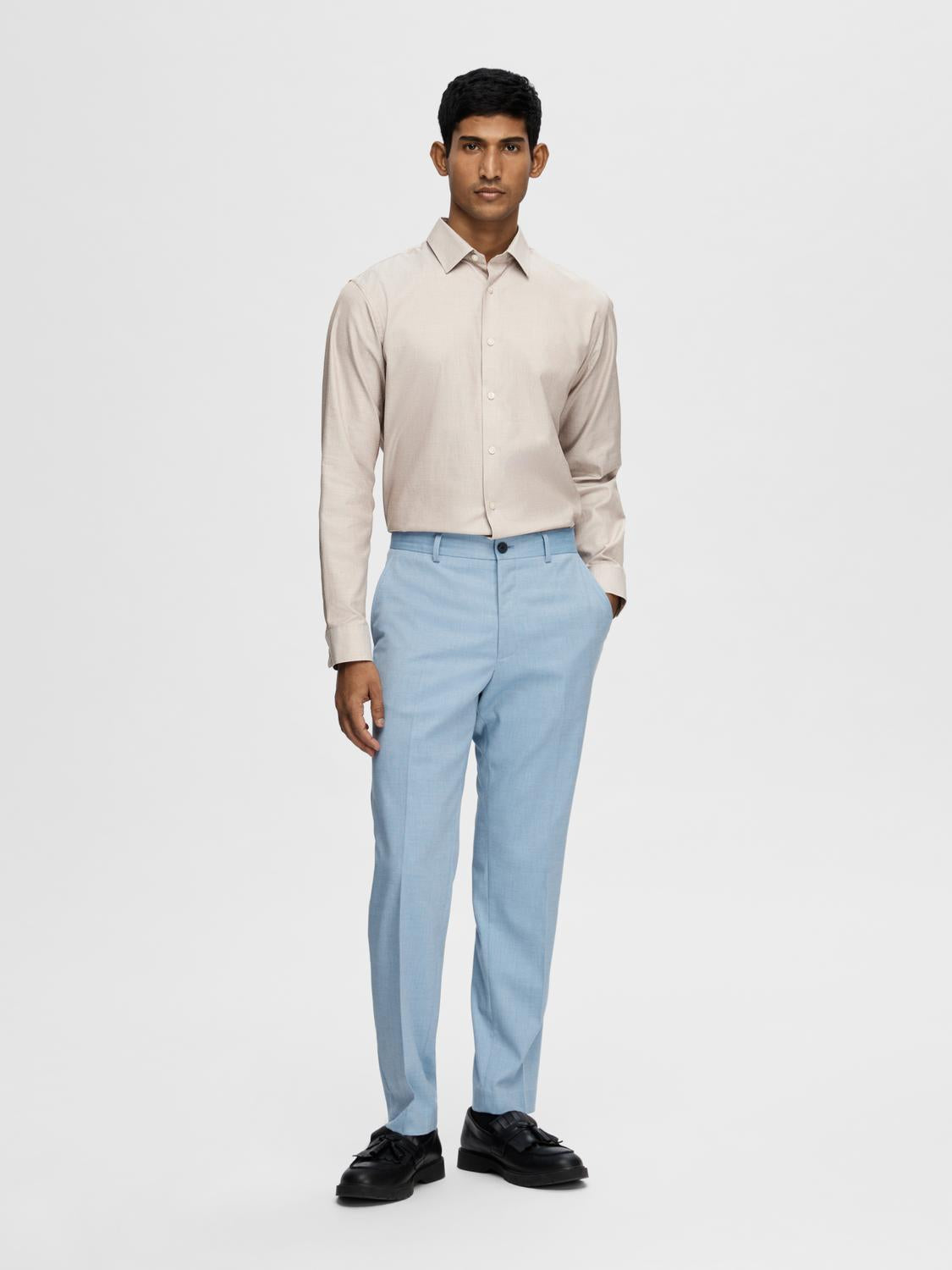 Ethan Slim Skjorte - Beige/ Toffee